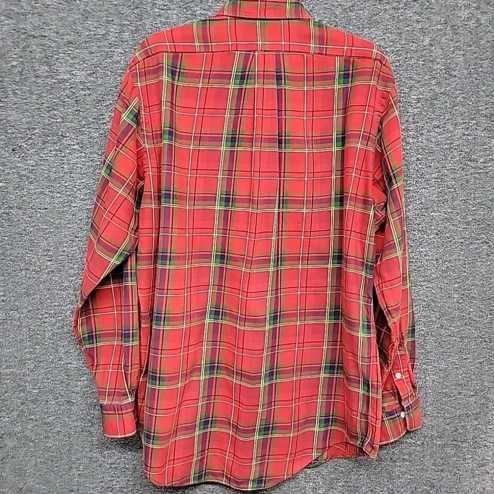 Ralph Lauren Blue Label Dress Shirt Red Plaid Long Sleeve Mens Size Large